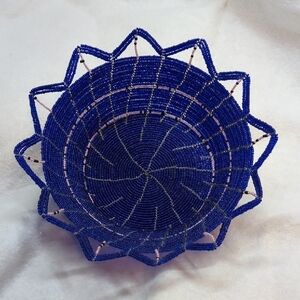 Handcrafted Beaded Blue Bowl